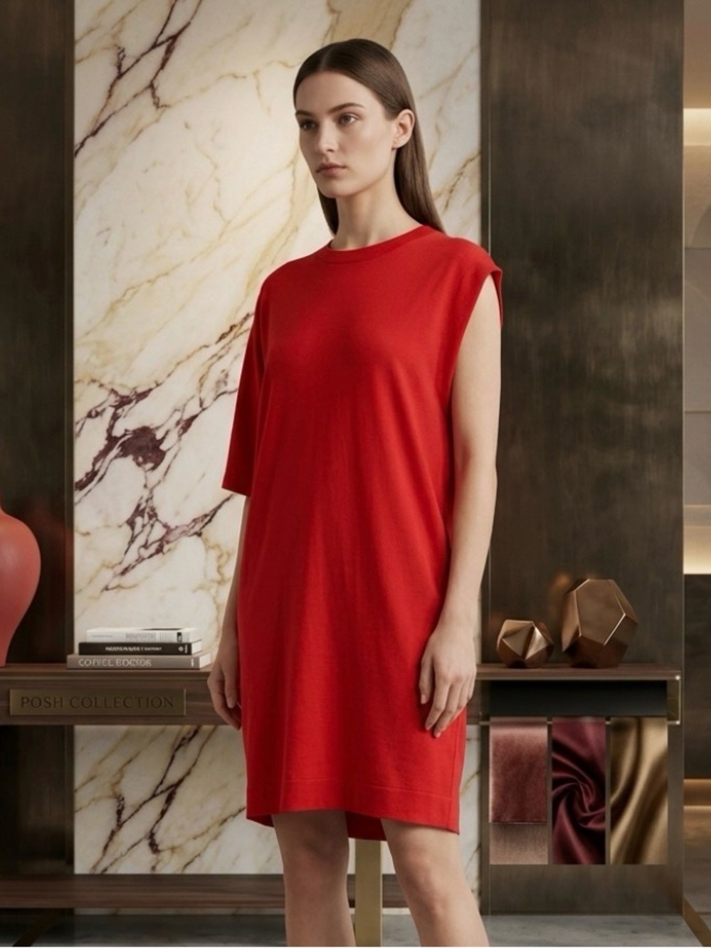 Balenciaga Sweater Dress Virgin Wool Valentine Red Mini - Picture 3 of 16